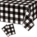 2 Pack Black and White Checkered Tablecloths 54"x108" Christmas Buffalo Plaid Tablecloths Disposable Plastic Waterproof Table Cloths for Christmas Picnic Camping Outdoor Birthday Decors