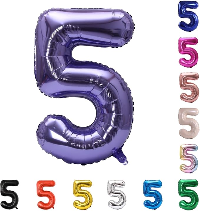 YPSelected 32 Inch Large Foil Helium Number Balloon Birthday Wedding Party 0-9 (Purple, 5)
