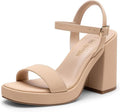 DREAM PAIRS Heels for Women Block Chunky Platform High Heels Open Toe Fashion Wedding Party Evening Prom Dance Ankle Strap Dress Pump Sandals Shoes