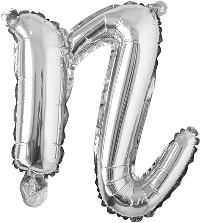 18 inch silver lowercase Happy Birthday Balloon Letter Ballon Wedding Balloon Birthday Party Decorations Kid Adult Name Baloon (18 inch Silver n)