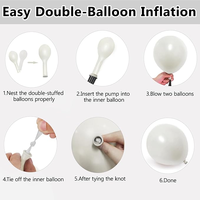 Pearl White Balloons Arch Kit - Double Stuffed White Balloon Arch Kit Different Sizes 18/12/10/5inch White Latex Balloons for Wedding Bridal Shower Anniversary Birthday Party Decoration