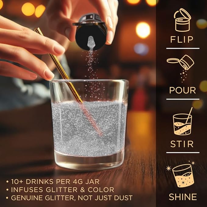 Brew Glitter Edible Glitter for Drinks, Cocktails, Beer, Garnish & Beverages (White, 4 Grams)