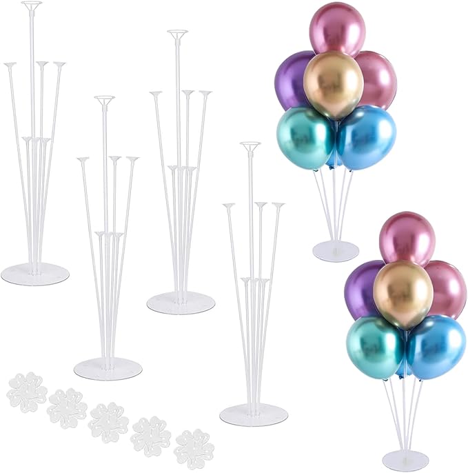 4 Sets Balloon Stand Kits, Balloon Sticks Holder with Base for Table Centerpiece Graduation Birthday Baby Shower Party Decorations