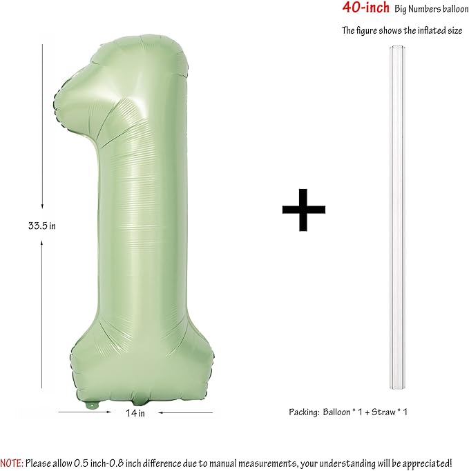 40" Olive green Number Balloons Helium Foil Mylar Balloon Birthday Party banquet Decoration Digital 1