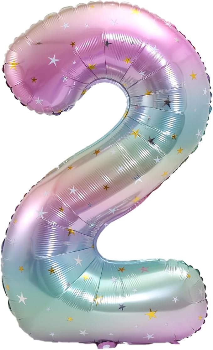 40 Inch Large Foil Helium Number Balloon Birthday Wedding Party 0-9 (Pastel, 2)