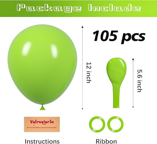 105pcs Lime Green Balloons 12inch Party Latex Balloons for Boys Girls Birthday Baby Shower Gender Reveal Wedding Sunflower Party Decorations