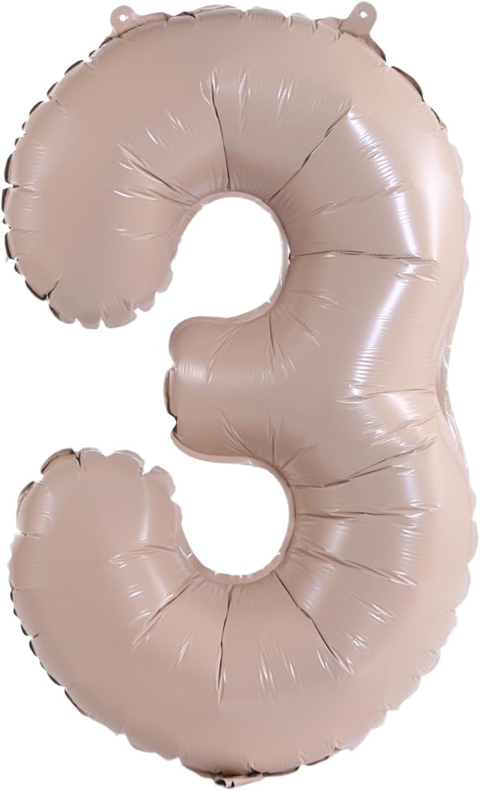 YPSelected 32 Inch Large Foil Helium Number Balloon Birthday Wedding Party 0-9 (Cream, 3)