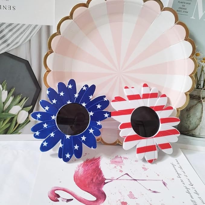 American Flag Glasses 8pcs, Fourth 4th of July Party Accessories, USA Veterans Day decoration Memorial Day Patriotic Party Favors, Red White and Blue Photo Booth Props