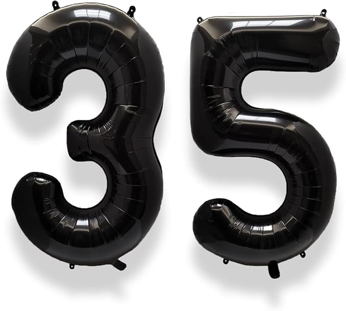 AULE 40 Inch Large 35 Balloon Numbers Black, Big Foil Number Balloons, Giant Helium Happy 35th Birthday Party Decorations for Man and Women, Huge Mylar Anniversary Party Supplies