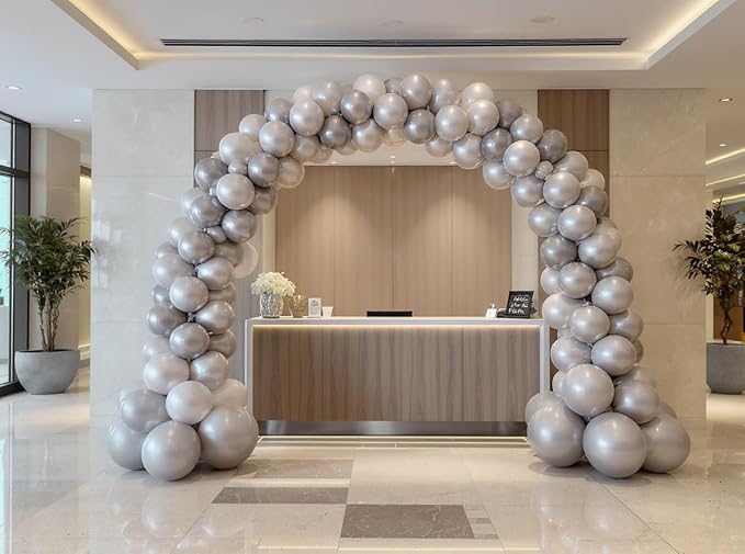 50 Pack 12 Inch Silver Latex Balloons for Party Decorations, Thick Premium Balloons for New Year’s, Corporate Events, Graduation, Wedding, Photo Backdrop, Arch & Garland, Air or Helium