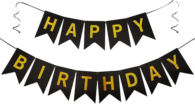 Happy Birthday Banner Sign with Shiny Letters Glitter Birthday Banner Decoration DIY Party Decoration Supplies（Black）