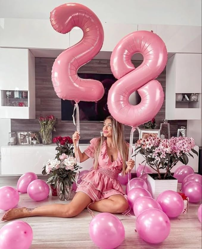 2 Numbers Balloon 40 Inch Pearl Pink Two Balloon Number Birthday Decor, 2nd 12 21st Party Celebration Decorations Graduations Wedding Baby Shower