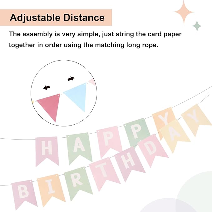 MECCANIXITY Birthday Banner 16 Feet Colorful Birthday Decorations CardStock Birthday Sign with Pennant Banner Flags for Birthday Decor Backdrop Festival Party Supplies