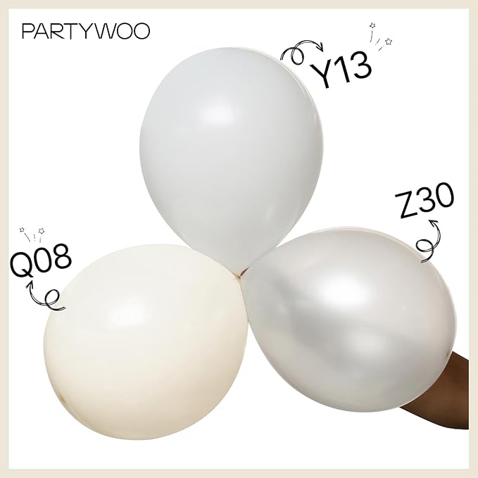 PartyWoo Beige Balloons 152pcs Different Sizes of 18 12 10 5 Inch Cream Ivory Balloon Arch Kit Garland for Wedding Bridal Graduation Baby Shower Easter Birthday Tea Boho Party Decorations White-Q08