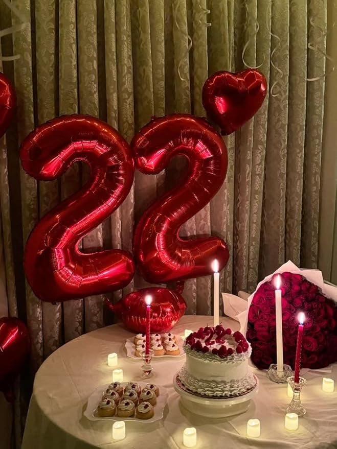 Number 20 Balloons, 40 Inch Balloons for Woman Man 20th Red Birthday Party Decoration, Foil Number Ballon for 20, 2026 Valentine's Day, Anniversary, Bridal Shower, Graduation