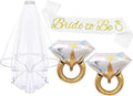 4PCS Bride To Be Sash and Veil, Blue Sash and Bachelorette Veils Accessories for Bridal Shower Engagement Wedding