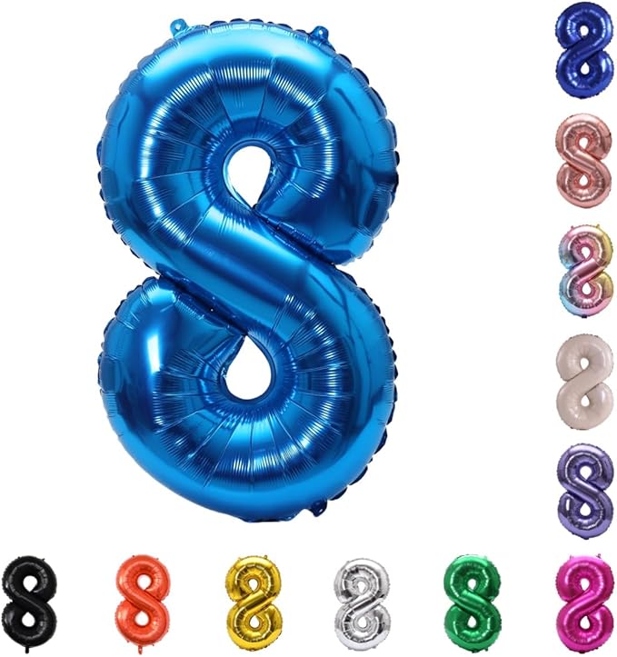YPSelected 32 Inch Large Foil Helium Number Balloon Birthday Wedding Party 0-9 (Blue, 8)
