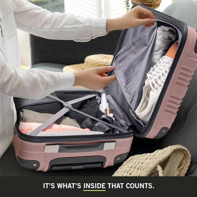 Kenneth Cole REACTION Out of Bounds Lightweight Hardshell 4-Wheel Spinner Luggage, Rose Gold, 24-Inch Checked