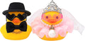 wonuu Pair Set of 2 Wedding Rubber Ducks, Bride Groom Duckies Marriage Rubber Duck Mini Couple Ducky for Ceremony Gift Souvenir Marry Blessings Elegant Heartwarming Present, Pink with Soft Top Hat