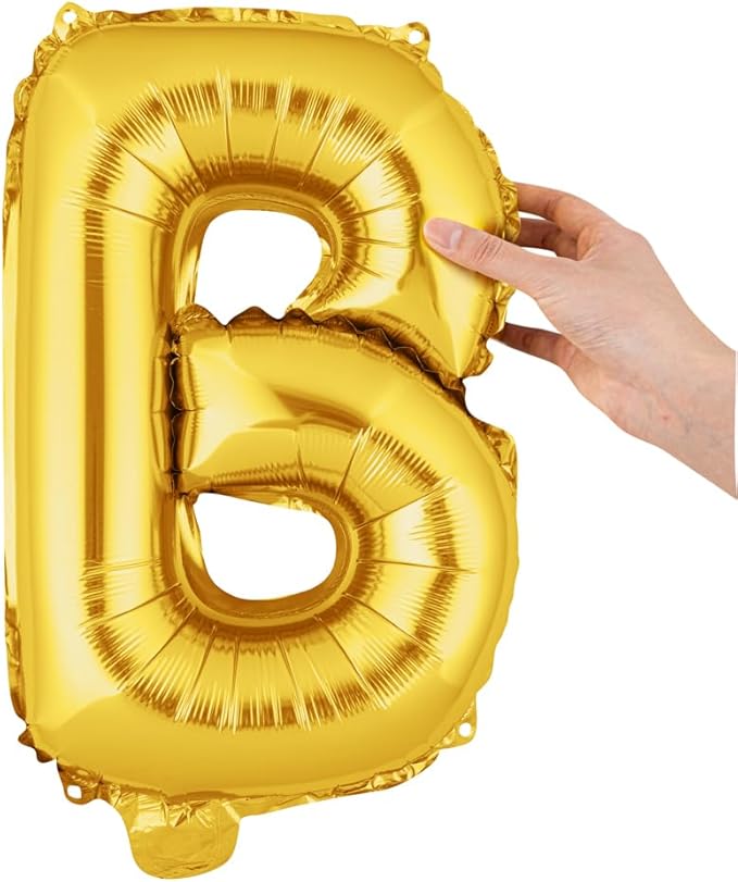 Restaurantware-Balloonify 16 Inch Letter Balloon, 1 Alphabet Party Balloon - Letter B, Self-Sealing, Gold Foil Mylar Finish, Hanging Loop, Decoration For Birthday, Wedding, Or Graduation