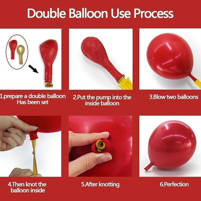 Red and Gold Balloon Garland Double Stuffed Ruby Red Gold Balloons Arch Kit With Mylar Balloon for Birthday Wedding Engagement Baby Shower Anniversary Party Decoration