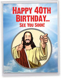 NobleWorks - 40th Funny Birthday Greeting Card (8.5 x 11 Inch) - 40 Years Old, Big Milestone Birthday Humor Card from Group - See You Soon 40 J9064MBG