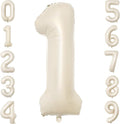 40 Inch Beige Number Balloon 1, Large Cream Number Foil Mylar Balloons for Birthday Party Celebration Decorations Supplies, Digital Balloons for Wedding Anniversary Events Decorations