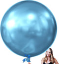 KALOR 36 Inch Giant Metallic Blue Balloons, 6 Pack Large Round Blue Latex Balloons for Anniversary, Birthday, Christmas, Wedding, Baby Shower Party Decorations