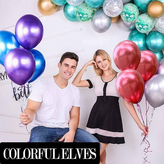 12 Inch 100 Pcs Latex Metallic Chrome Dark Purple Balloons Helium Shiny Thicken Balloons Party Decoration