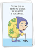 NobleWorks - 1 Awesome Birthday Greeting Card - Cartoon Art, Happy Funny Bday Note - Drop Something C2338BDG