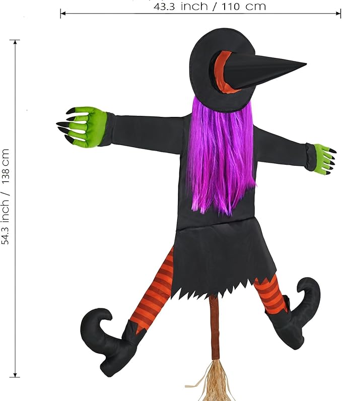 Betty Bash Crashing Witch Into Tree,Halloween Haunted Yard or House Prop Decoration, Halloween Party Supplies for Indoor Outdoor Patio Lawn Garden Decor