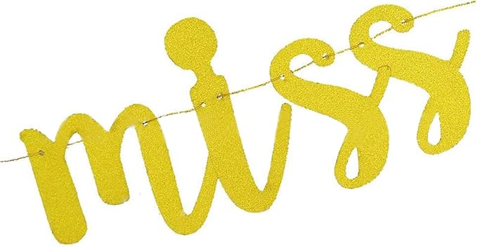 Valentine's Day Gold Glitter 'We Will Miss You' Banner for Going Away, Retirement, Graduation Parties