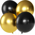 KALOR Metallic Gold and Black Giant Balloons 36 Inch Large Latex Balloons, 4 Pack Jumbo Round Helium Balloon for Birthday Bridal Shower Wedding Baby Shower Party Decorations