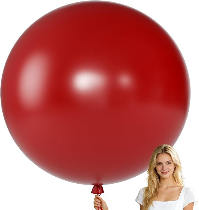KALOR Burbundy Red Giant Balloons 36 Inch Large Latex Balloons, 4 Pack Jumbo Round Helium Balloon for Birthday Bridal Shower Wedding Baby Shower Party Decorations