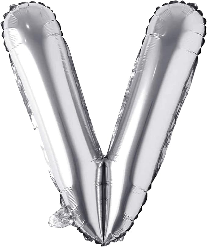 Letter Balloons 40 Inch, Single Silver Letter V Balloons Aluminum Hanging Foil Film Balloon for Baby Shower, Wedding Anniversary, Graduation, Birthday Party Decoration
