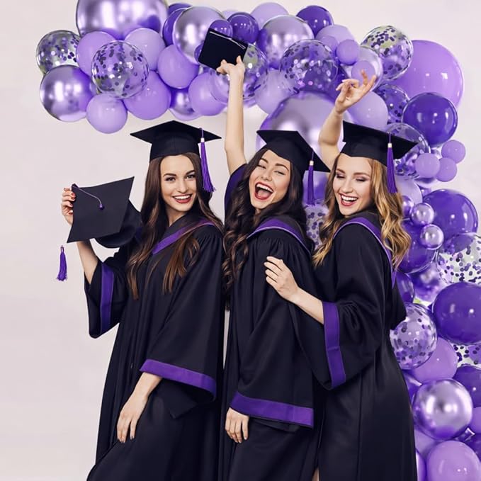 Purple Mixed Balloons, 60 PCS 12inch Lavender Balloons Metallic Purple Confetti Latex Balloon for Girls Women Birthday Baby Shower Bridal Shower Wedding Party Decorations