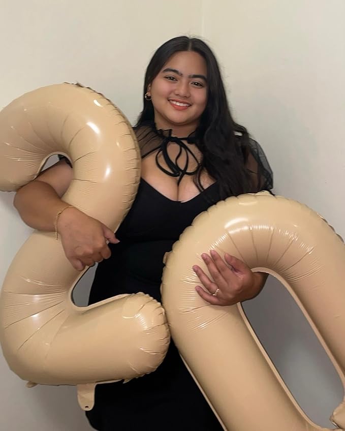 Light Brown Number 6 Balloon 40 Inch, 6 Balloon Number, 6th Birthday Decorations, Light Brown Party Supplies for Boys Girls