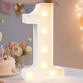 Pooqla Decorative Led Light Up Number Letters, White Plastic Marquee Number Lights Sign Party Wedding Decor Battery Operated Number (1)
