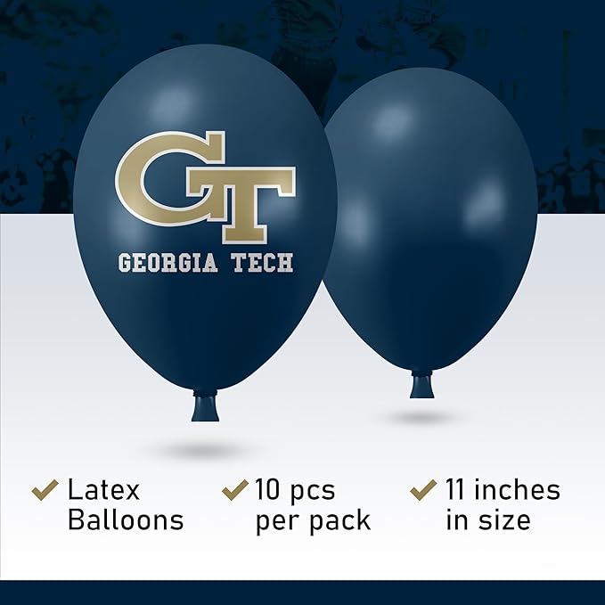 Georgia Tech Yellow Jackets Balloons 10 Pack 11" Official Licensed Logos, Helium Quality Latex Balloons, Perfect for College Football Team Celebration, Decorated Front and Back by Westrick