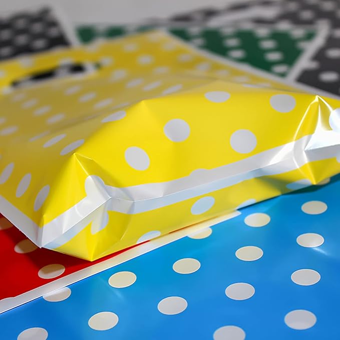 25 Pcs Kids Party Favors - Birthday Candy Bags, Polka Dot Pattern (5 Colors)