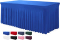 Table Skirts for Rectangle Tables 8ft - One-Piece Royal Blue Tablecloths and Skirt, Wrinkle Resistant Ruffles Elastic Cover for Banquets, Weddings, Events, Parties