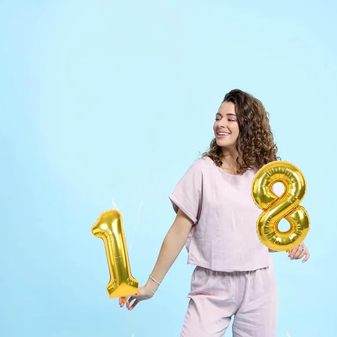 TONIFUL Number Balloons 16 Inch Gold 0-9 Number Mylar Foil Balloons 10 Pcs Gold Custom Digital Balloons for Birthday Party Engagement Graduations Anniversary Baby Shower Decorations Party Supplies