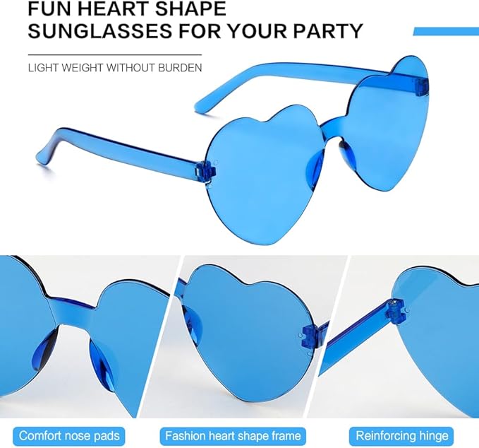 Heart Sunglasses 2 Pairs Heart Shaped Sunglasses Womens Heart Glasses Rave Sunglasses for Women Party Favors