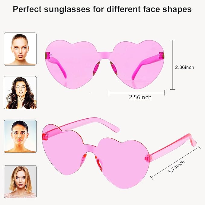 Heart Glasses Heart Shape Sunglasses for Valentine Mardi Gras Summer Women's Party Favor