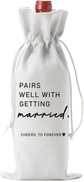 Married Wine Bag Married Gifts for Couples Mr Mrs Marriage Honeymoon Gift Wedding Party Decorations Getting Engaged Wine Bottle Bag Champagne Bottle Wraps Bags （White）