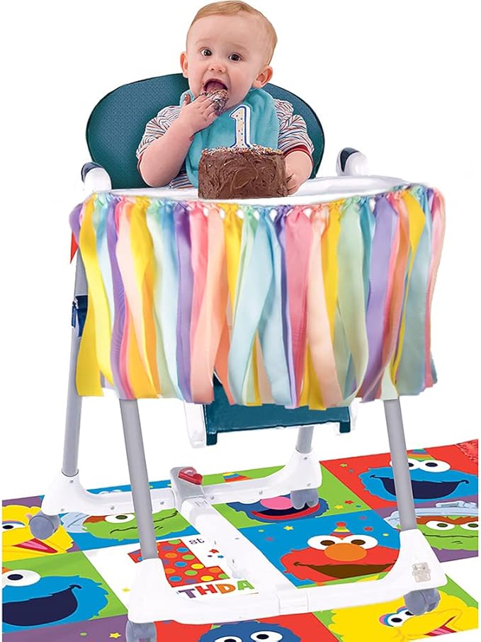 Pastel Rainbow Ribbon Tassel Garland Colorful Fabric Banner Hanging Patry Decoration Backdrop for Baby Shower, Highchair, Birthday Macron Banner Backdrop Decor 40 Inches(L) X 14 Inches(W)