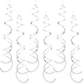 30 Pieces Silver Swirl Hanging Decorations, Shimmer Plastic Streamer Foil Swirls for Ceiling, Photo Booth Props Party Supplies for Birthday Wedding Baby Shower Engagement Disco Holiday Decorations