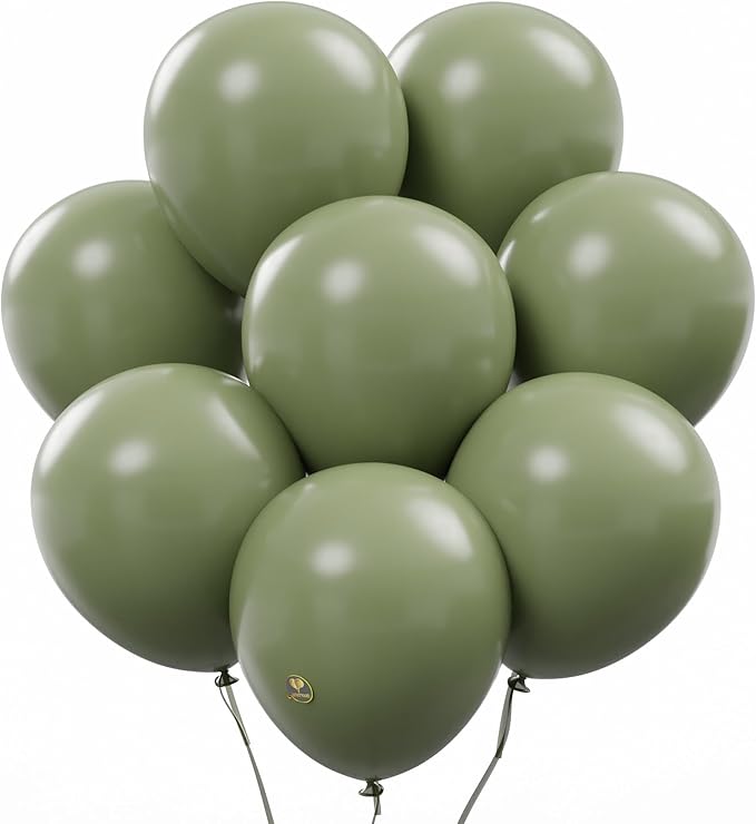 AFTERLOON® Biodegradable Balloons Sage Green 12 Inch 100 Pack, Matte Color Thickened Extra Strong Latex Helium Float, for Baby Shower Gender Reveal Garland Arch Wedding Birthday Party Decorations