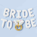 Bachelorette Party Decorations, White Bride To Be Bridal Shower Letter Balloons Banner with Diamond Ring Mylar Foil Balloon for Engagement Wedding Photo Booth Hen Night Room Party Decor