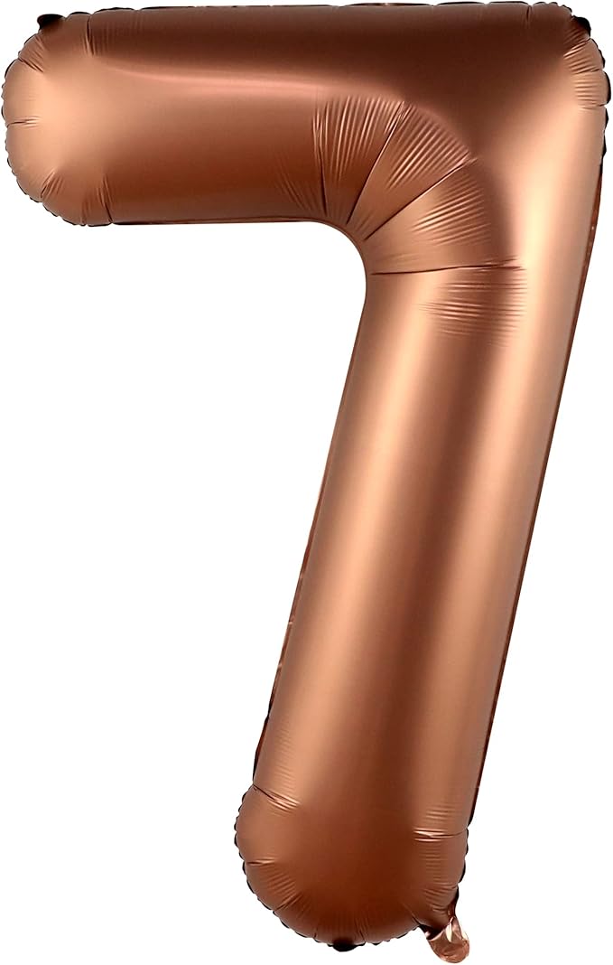 KatchOn Giant Coffee Brown Number 7 Balloon - 40 Inch, 1 Count, Unisex, Children, 7th Birthday & Anniversary, Reusable, Number 7, Brown
